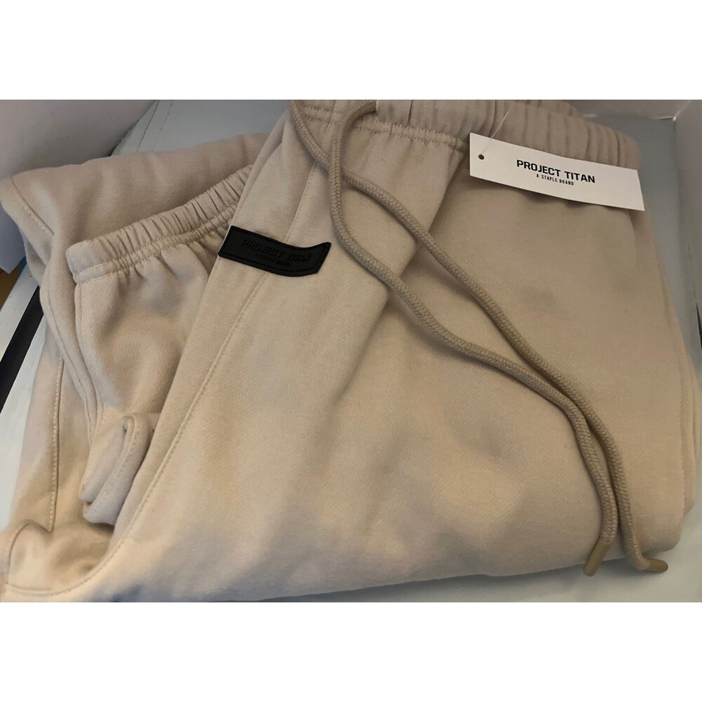 Project Titan Men’s sweatpants Beige/Tan Heavy Thick Soft Drawstring Size Large